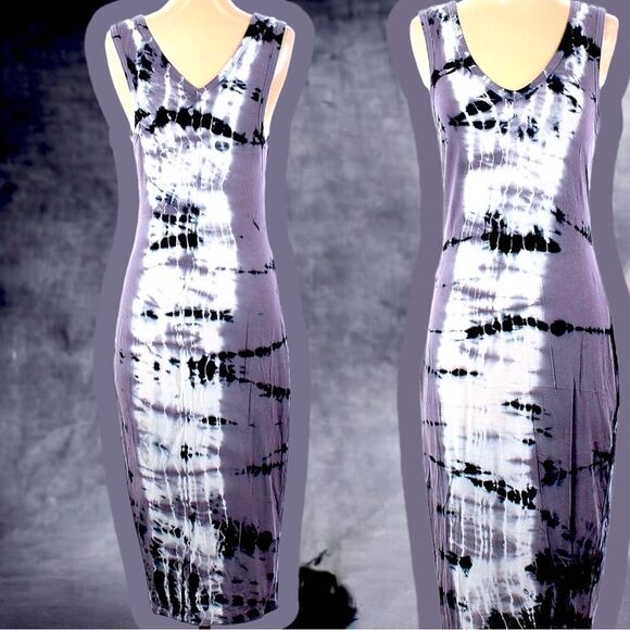 Mossimo l Tie-dye l Black Gray White l Maxi l Sleeveless l 2X l EUC - Picture 5 of 8